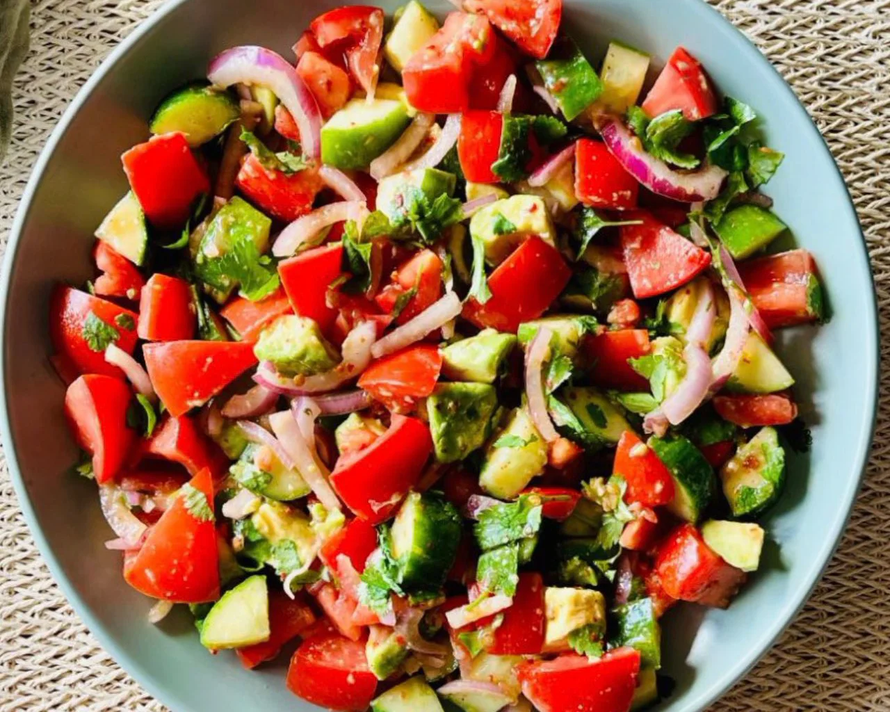 Fresh avocado salad served in a bowl.
